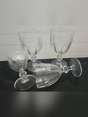 Vintage Set 4 Libbey Gibraltar Clear Stemmed Drinkware Goblets Glasses